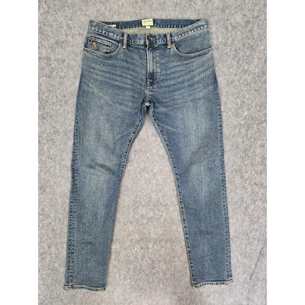Todd Snyder Jeans 34x31 Slim Blue Medium Wash Denim Stretch 5 Pocket Whiskering